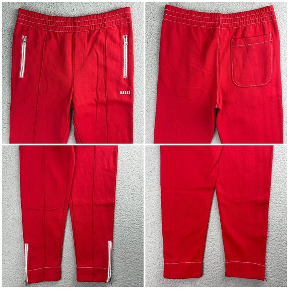 Ami Paris Pants Mens Small Red Alexandre Mattiussi Zip Track Jogger Sweatpants 1 - Picture 8 of 11